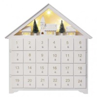 LED adventný kalendár drevený, 35x33 cm, 2x AA, vnútorný, teplá biela, časovač