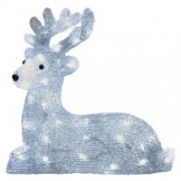 LED vianočný jelenček, 27 cm, vonkajší aj vnútorný, studená biela, časovač