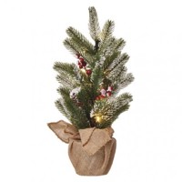 LED vianočný stromček zasnežený, 52 cm, 3x AA, vnútorný, teplá biela, časovač...
