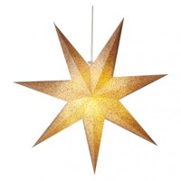 LED hviezda papierová závesná so zlatými trblietkami na okrajoch, biela, 60 cm...