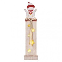 LED dekorácia drevená – snehuliak, 46 cm, 2x AA, vnútorná, teplá biela, časova...