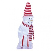 LED vianoč. snehuliak s čiapkou a šálom, 46 cm, vonkaj. aj vnútor., studená bi...