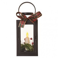 LED dekorácia – vianočný lampáš so sviečkou čierny, 22 cm, 3x AAA, vnútorný, v...