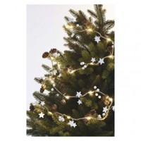 LED vianočná girlanda – šišky, 1,7 m, 2x AA, vnútorná, teplá biela