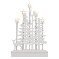 LED dekorácia drevená – les s hviezdami, 35,5 cm, 2x AA, vnútorná, teplá biela...