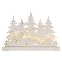 LED dekorácia drevená – vianočná dedinka, 31 cm, 2x AA, vnútorná, teplá biela,...