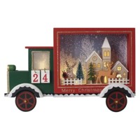 LED adventný kalendár, drevené auto,  20x30,5 cm, 2x AA, vnútorný, teplá biela...