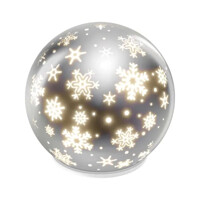 LED vianočná sklenená guľa – vločky, 12 cm, 3x AA, vnútorný, teplá biela, časovač