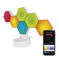 GoSmart LED stolná lampa Hexagon biela, 6 častí, RGBIC stmievateľná, WiFi