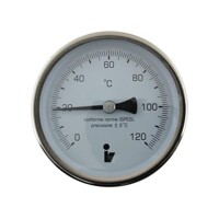 Bimetalový teplomer 100mmx jimka 50mm, teplotný rozsah 0-120°C, zadný vývod 1/...