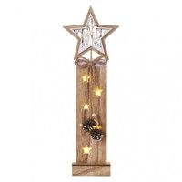 LED dekorácia drevená – hviezdy, 48 cm, 2x AA, vnútorná, teplá biela, časovač...