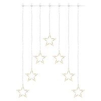 LED vianočný záves – 7 hviezd, 67x125 cm, vnútorný, teplá biela