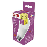 LED žiarovka Classic A60/ E27 / 10,5 W (75 W) / 1 060 lm / teplá b./krokovo st...