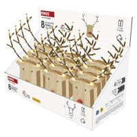 LED dekorácia drevená – sobík, 16 cm, 2x AAA, vnútorné, teplá biela, časovač, ...