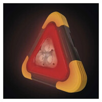 LED výstražný trojuholník, dobíjateľný, COB LED + červená LED