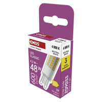 LED žiarovka Classic JC / G9 / 4,3 W (48 W) / 600 lm / Neutrálna biela