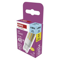 LED žiarovka Classic JC / G9 / 4,3 W (48 W) / 600 lm / Studená biela