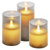 LED dekorácia -  3x vosková sviečka v skle, 6x AA, teplá biela, časovač